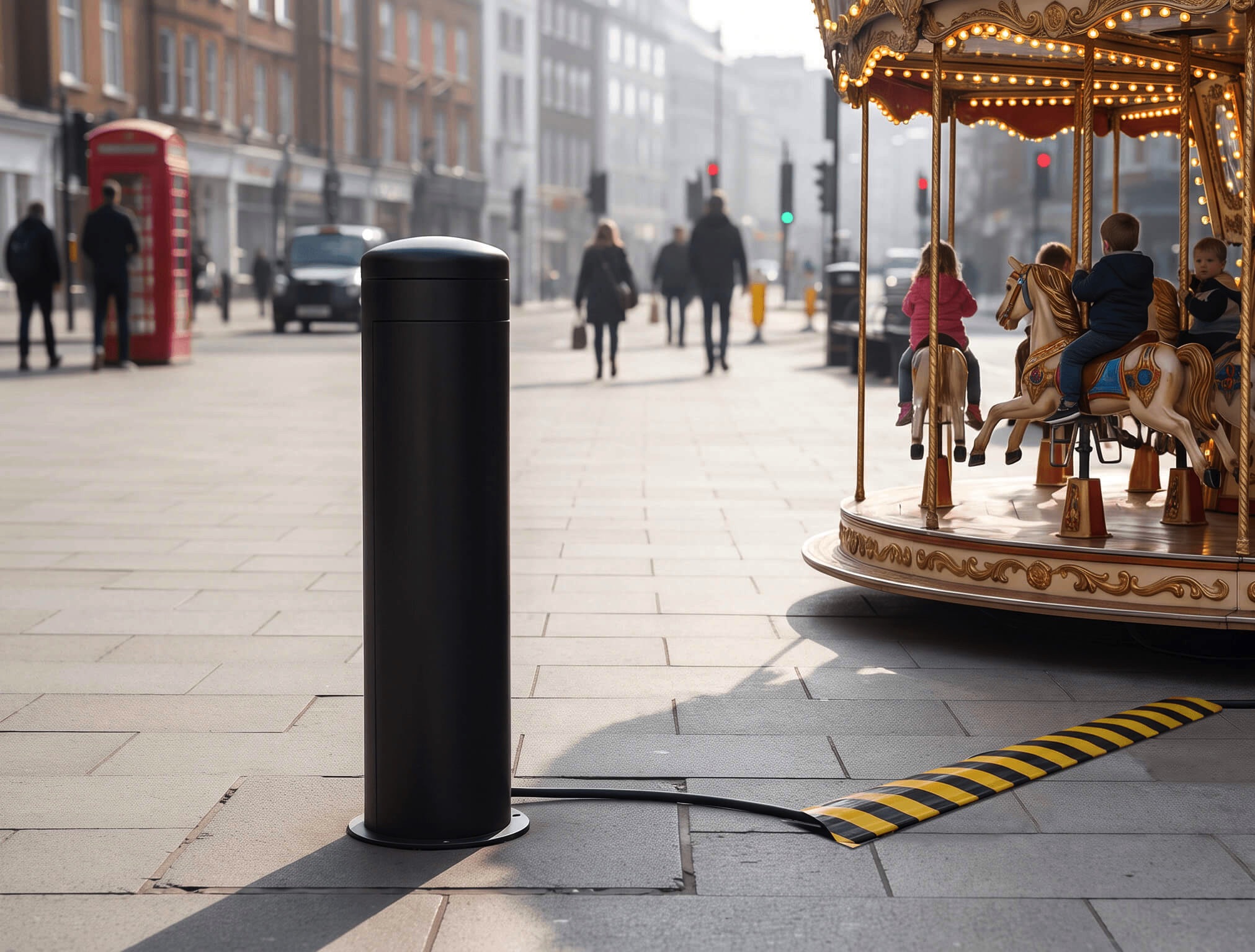 BOLLARD POWERING A CAROUSEL